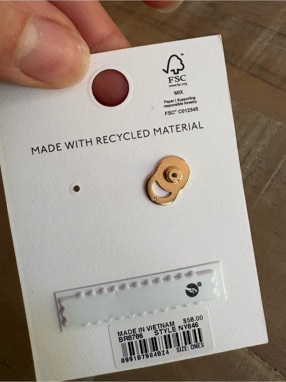 Madewell Dark Amber Beaded Drop Earrings - Gold Tone (missing a back) - Picture 3 of 4